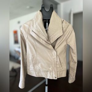 Faux leather jacket crop